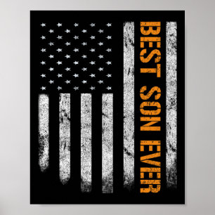 Vintage Best Son Ever American Flag Fathers Day Bo Poster