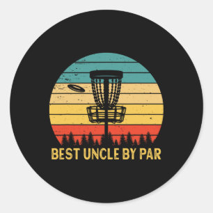 Vintage Best Uncle By Par Disc Golf Funny Father's Classic Round Sticker