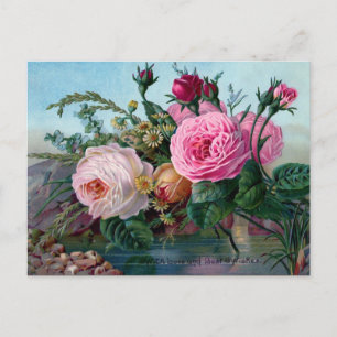 Vintage Best Wishes Flowers Postcard