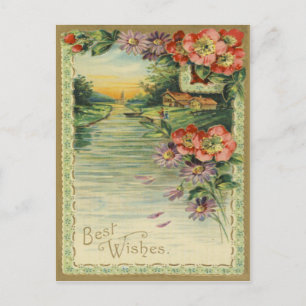 Vintage Best Wishes Postcard