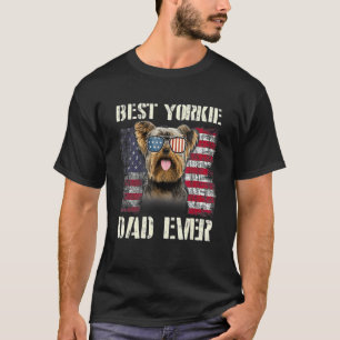 Vintage Best Yorkie Dad Ever Flag Us For Pet Owner T-Shirt