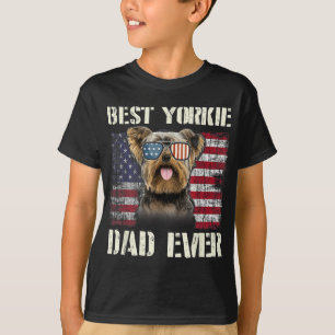 Vintage Best Yorkie Dad Ever Flag Us For Pet Owner T-Shirt