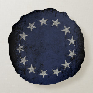 Vintage Betsy Ross American Flag 2-Sided Round Cushion