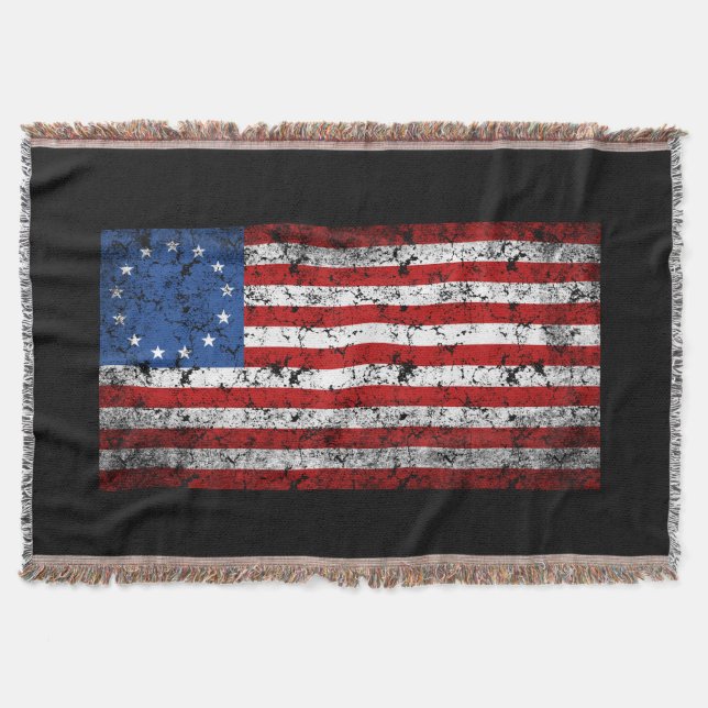 Vintage Betsy Ross Flag Throw Blanket (Front)