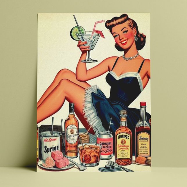 Vintage Beverage Pin-up Girl Postcard (Creator Uploaded)