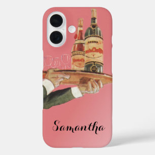 Vintage Beverages, Butler Serving Wine on Tray iPhone 16 Case