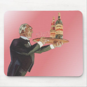Vintage Beverages, Butler Serving Wine on Tray Mouse Mat