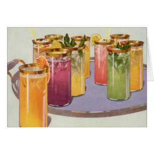Vintage Beverages, Drinks with Ice Cubes on a Tray