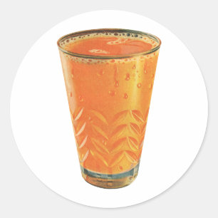 Vintage Beverages, Glass of Orange Juice Breakfast Classic Round Sticker