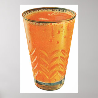 Vintage Beverages, Glass of Orange Juice Breakfast Poster