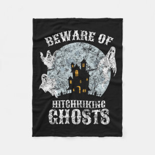 Vintage Beware Of Hitchhiking Ghosts Fun Halloween Fleece Blanket