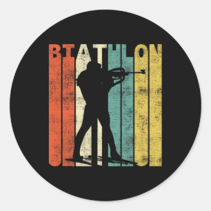 Vintage Biathlon Retro Biathlete Classic Round Sticker