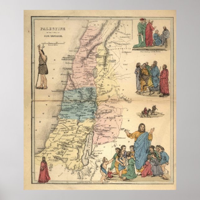 Vintage Bible maps 1856 palestine Value Poster (Front)