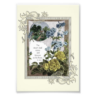 Vintage Bible Scripture With Roses Photo Print