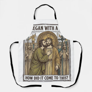 Vintage Biblical Betrayal Kiss Apron