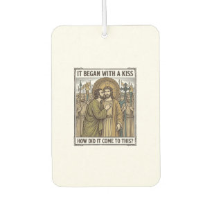 Vintage Biblical Betrayal Kiss Car Air Freshener