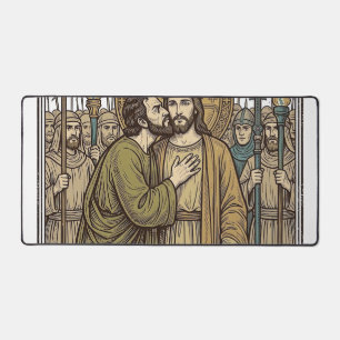 Vintage Biblical Betrayal Kiss Desk Mat