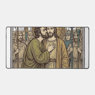 Vintage Biblical Betrayal Kiss Desk Mat