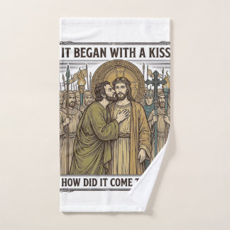Vintage Biblical Betrayal Kiss Hand Towel