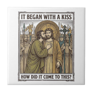 Vintage Biblical Betrayal Kiss Tile