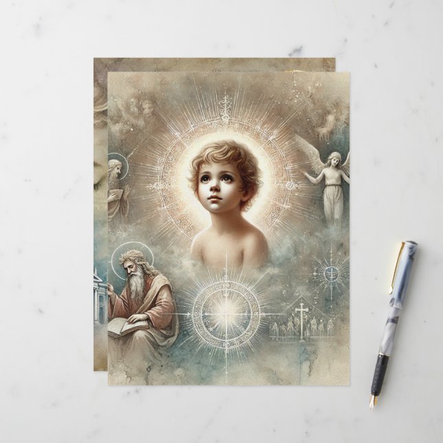 Vintage Biblical Prophecy of Jesus Scrapbook Paper (Front/Back In Situ)