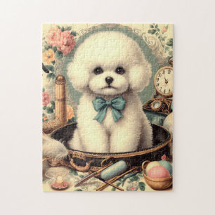 Vintage Bichon Frisé Painting Jigsaw Puzzle