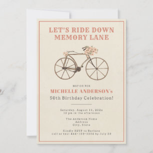 Vintage Bicycle 50th Birthday Party Invitation