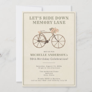 Vintage Bicycle 50th Birthday Party Invitation