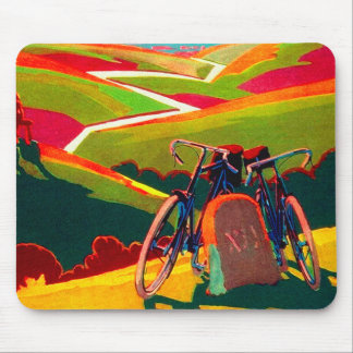 Vintage Bicycle Ad - Bike on Hillside Mouse Mat