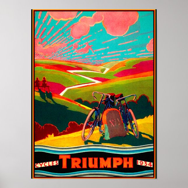 Vintage Bicycle Ad - Bike on Hillside Poster (Front)