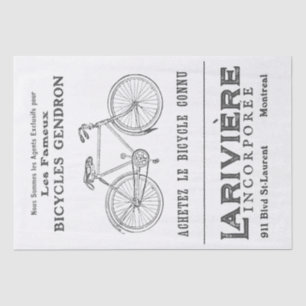 Vintage Bicycle Ad French Text Montreal Decoupage  Tissue Paper