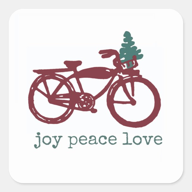 Vintage bicycle and Christmas tree design Square Sticker (Front)