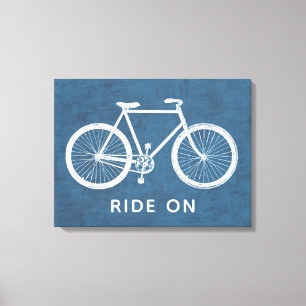 Vintage Bicycle Azure Blue Art Canvas Print