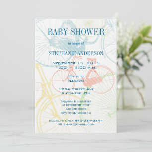 Vintage Bicycle Baby Boy Shower Invitations