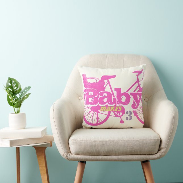 Vintage Bicycle Baby Seat Pink Girly Baby Pillow (Chair)