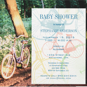 Vintage Bicycle Baby Shower Invitations