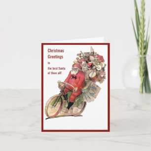 Vintage bicycle bike Christmas  greeting card