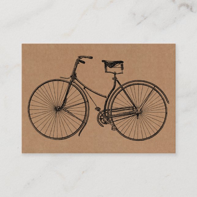 Vintage Bicycle - Black on Cardboard Tex Business Card (Front)