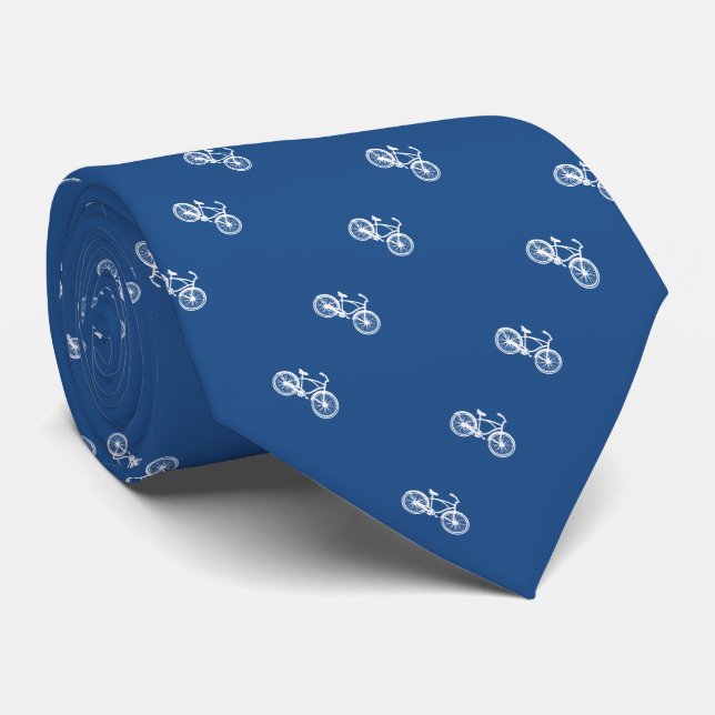 Vintage Bicycle Blue or Any Color Pattern Tie (Rolled)