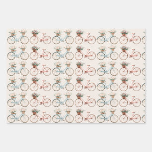 Vintage Bicycle Boho Tassel Wrapping Paper Sheet