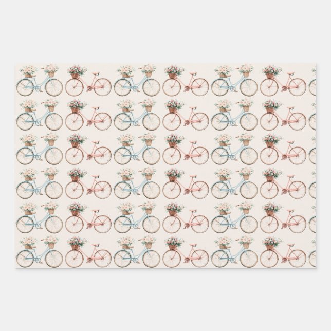 Vintage Bicycle Boho Tassel Wrapping Paper Sheet (Front)