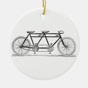 Vintage Bicycle Built For Two / Tandem Bike Ceramic Tree Decoration