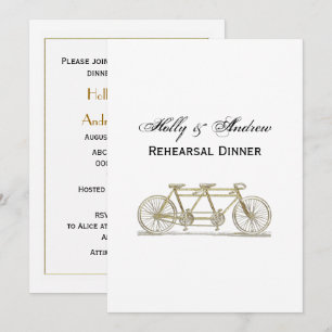 Vintage Bicycle Built For Two / Tandem Bike Gold Invitation