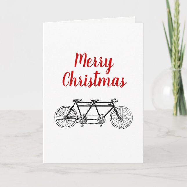 Vintage Bicycle Built For Two / Tandem Bike Holiday Card (Front)