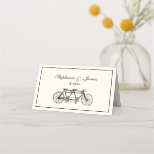 Vintage Bicycle Built For Two / Tandem Bike Ivory Place Card
