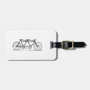 Vintage Bicycle Built For Two / Tandem Bike Luggage Tag