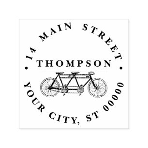 Vintage Bicycle Built For Two / Tandem Bike Self-inking Stamp