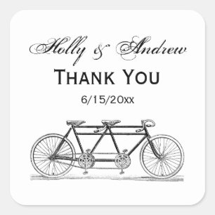 Vintage Bicycle Built For Two / Tandem Bike Square Sticker