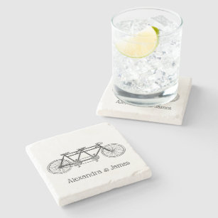 Vintage Bicycle Built For Two / Tandem Bike Stone Coaster