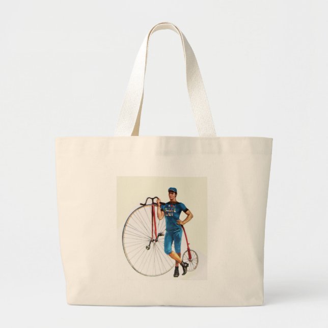Vintage Bicycle Championship Large Tote Bag (Front)